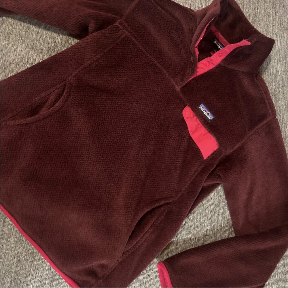 Patagonia Re-Tool Half Snap Pullover Fleece  - Women's Sz L Burgundy